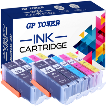 10x Replacement Ink for Canon MG5750, MG6850, MG7750, TS5050 - GP-C570CMYKx2 KIT
