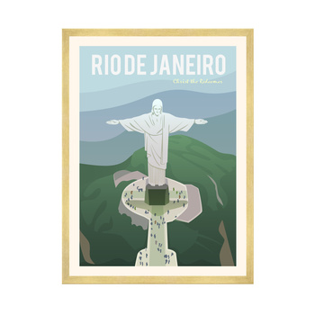 Poster of the City of Rio De Janeiro 40X50 cm + gold frame