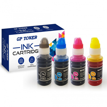 Replacement ink cartridges for Epson C13T66411A C13T66424A C13T66434A C13T66444A EcoTank ET-2500 ET-2550 ET-2650 L100 L200 L300 L455 - GP-E6645CMYK