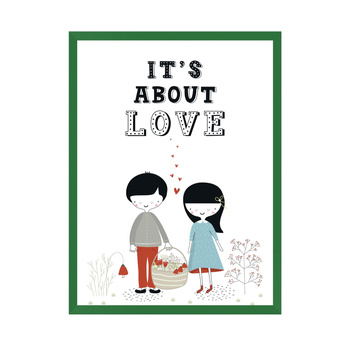 Children's poster It's about love 40X50 cm + green frame