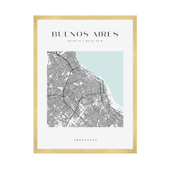 Poster Buenos Aires city map square 40X50 cm + gold frame