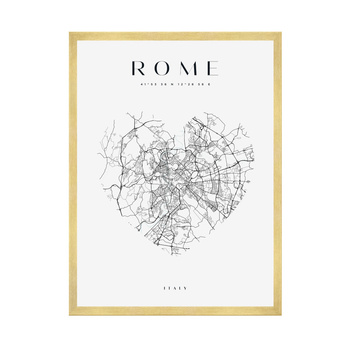 Poster Rome city map heart 40X50 cm + gold frame