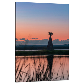Canvas Print Windmill Sky Nature Sunset Lake Grass 80x120