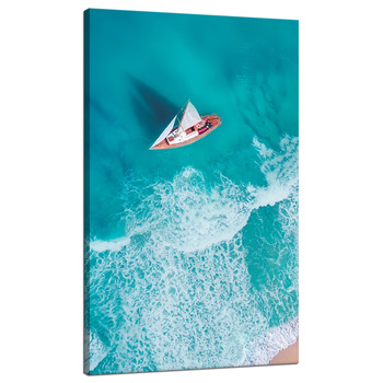 Canvas Print Sailboat Waves Sand Shore 70x120 cm