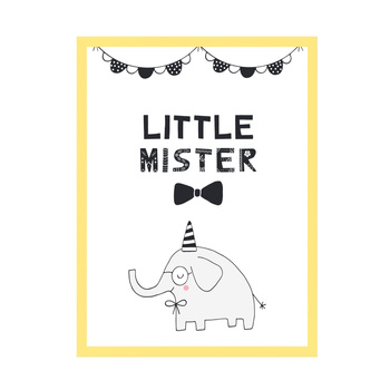 Little mister Birthday Poster 24X30 cm + yellow frame
