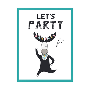 Let's party Birthday Poster 30X40 cm + turquoise sea frame