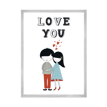 Children's poster Love you 30X40 cm + silver frame
