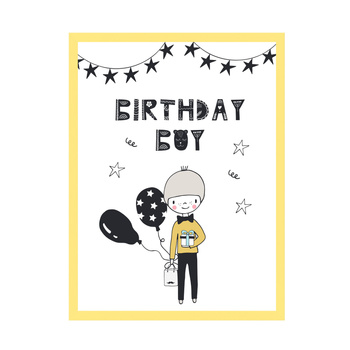 Birthday poster Birthday guy 40X50 cm + yellow frame