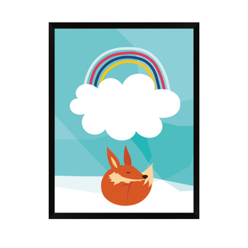 Children's fox rainbow poster 40X50 cm + black frame