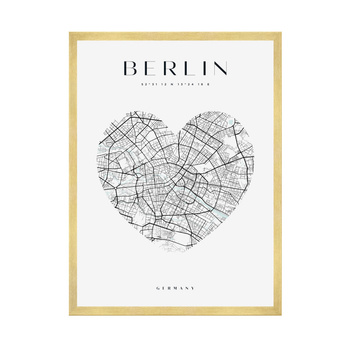 Poster Berlin city map heart 40X50 cm + gold frame