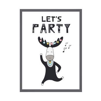 Let's party Birthday Poster 40X50 cm + gray stone frame