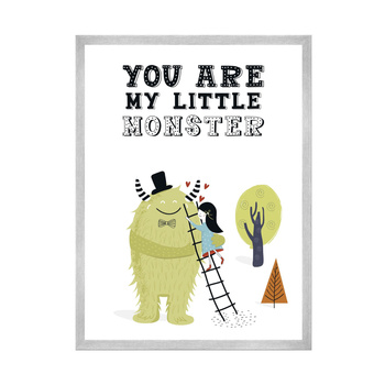 Children's poster You are my little monster 21X29.7 cm + silver frame