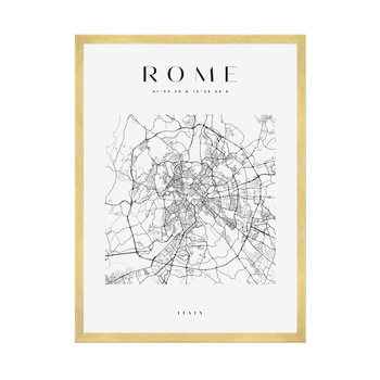 Poster Rome city map square 40X50 cm + gold frame