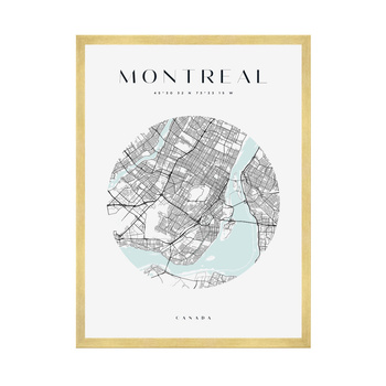 Poster Montreal city map circle 40X50 cm + gold frame