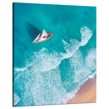 Canvas Print Sailboat Waves Sand Shore 80x100 cm