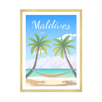 Maldives countries poster 40X50 cm + gold frame