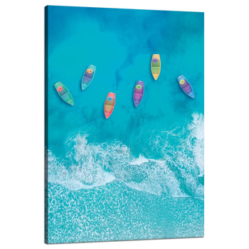 Canvas Print Boats on Water Ocean Blue 80x120 cm