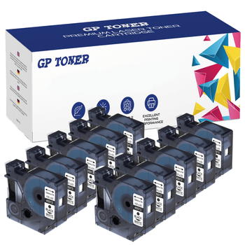 10x Tape for Dymo D1 45013 12mm x 7m White Black print - replacement GP-D45013 x10