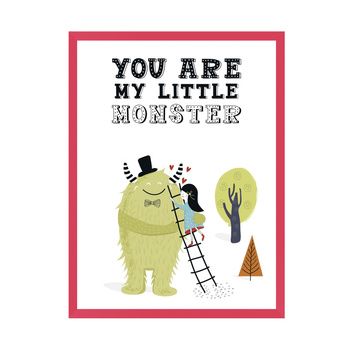 Children's poster You are my little monster 30X40 cm + amaranth frame