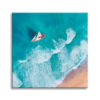 Canvas Print Sailboat Waves Sand Shore 40X40 cm