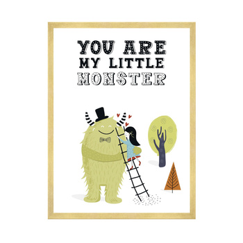 Children's poster You are my little monster 50X70 cm + gold frame