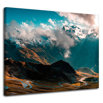 Canvas Print Mountains Snowy Peaks Clouds Nature 100x80 cm