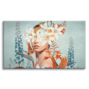 Canvas Print Girl Beauty Flowers Nature 100x80 cm