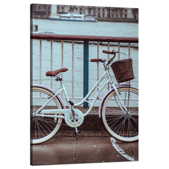 Canvas Print Vintage Bike in the City by the Bridge 80x120