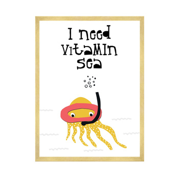 Children's poster I need vitamin sea 40X50 cm + gold frame