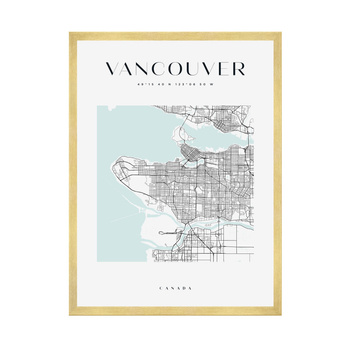 Poster Vancouver city map square 40X50 cm + gold frame