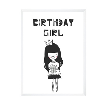 Birthday Poster Birthday girl 50X70 cm + white frame