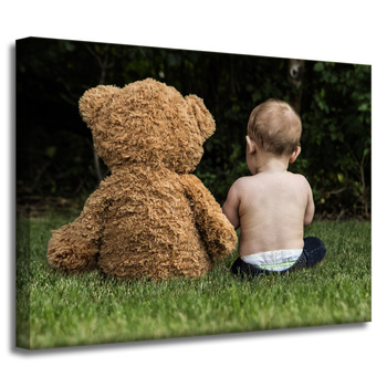 Canvas Print Youth Child with Teddy Bear 40x30 cm