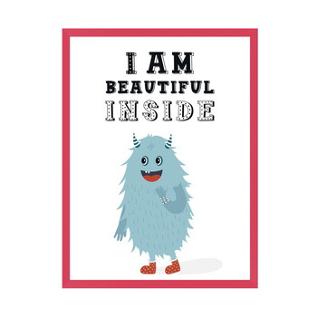 Children's poster I am beautiful inside 30X40 cm + amaranth frame