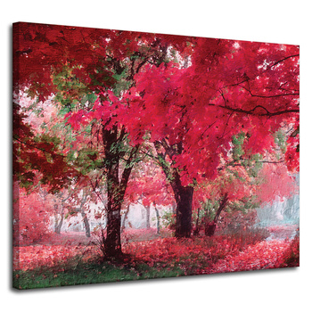 Canvas Print Pink Tree Leaves Art 100x80 cm