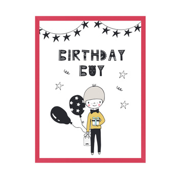 Birthday poster Birthday guy 30X40 cm + amaranth frame