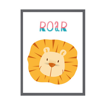 Children's Roar poster 30X40 cm + gray stone frame