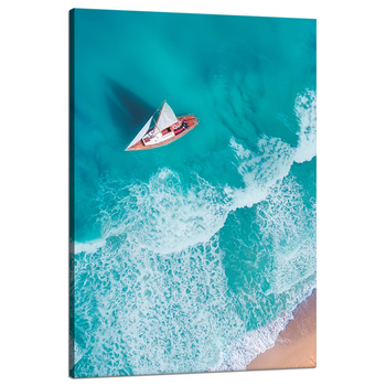 Canvas Print Sailboat Waves Sand Shore 80x120 cm