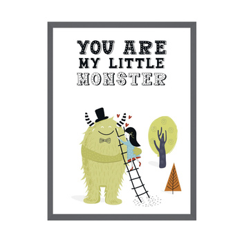 Children's poster You are my little monster 30X40 cm + gray stone frame