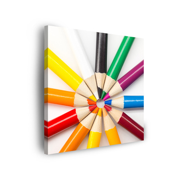 Canvas Print Colored Pencils Circle of Colorful Imagination 90x90