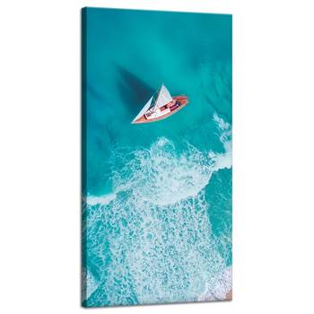 Canvas Print Sailboat Waves Sand Shore 40x80 cm
