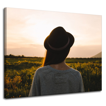 Canvas Print Nature Woman in Hat 100x80 cm