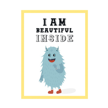Children's poster I am beautiful inside 24X30 cm + yellow frame