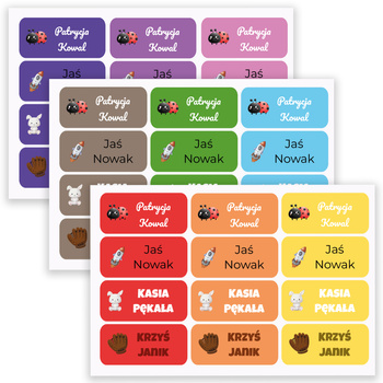 Personalized Waterproof Name Stickers for Kindergarten and School 30x13 mm