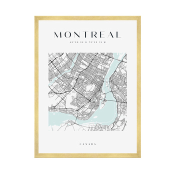 Poster Montreal city map square 40X50 cm + gold frame