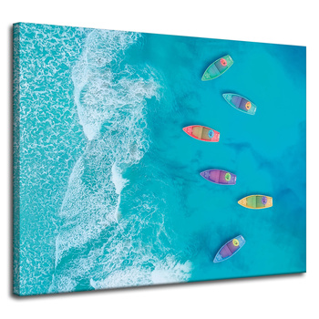 Canvas Print Boats Water Colors Waves 100x80 cm