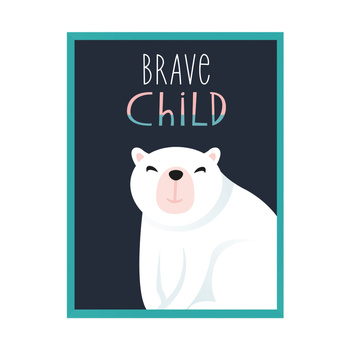 Children's poster Brave child teddy bear 24X30 cm + turquoise sea frame