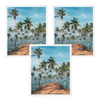 3x White Frame 30x40, I L13,15,063, white varnish + plexiglass embossing