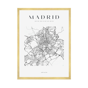Poster Madrid city map square 40X50 cm + gold frame