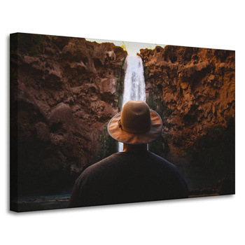 Canvas Print People Waterfall Mountains 90x60