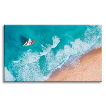 Canvas Print Sailboat Waves Sand Shore 90x60 cm